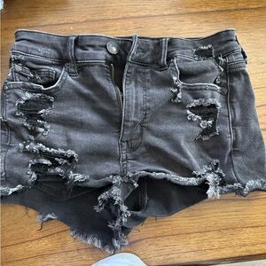 American Eagle Black Jean Shorts Distressed Style